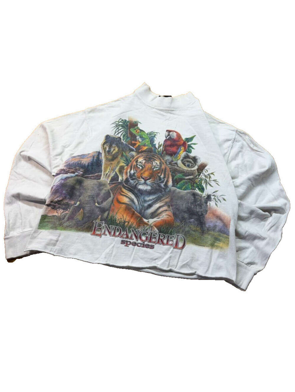 VTG Habitat Endangered Species Long Sleeve Crop Top L White